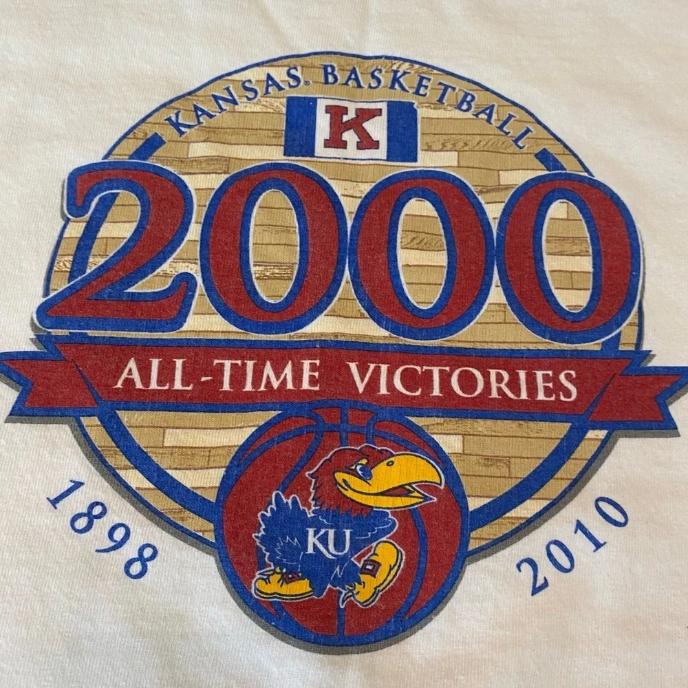 Kansas Jayhawks 2000 All Time‎ Victories Shirt Men’s Size 2XL Color White